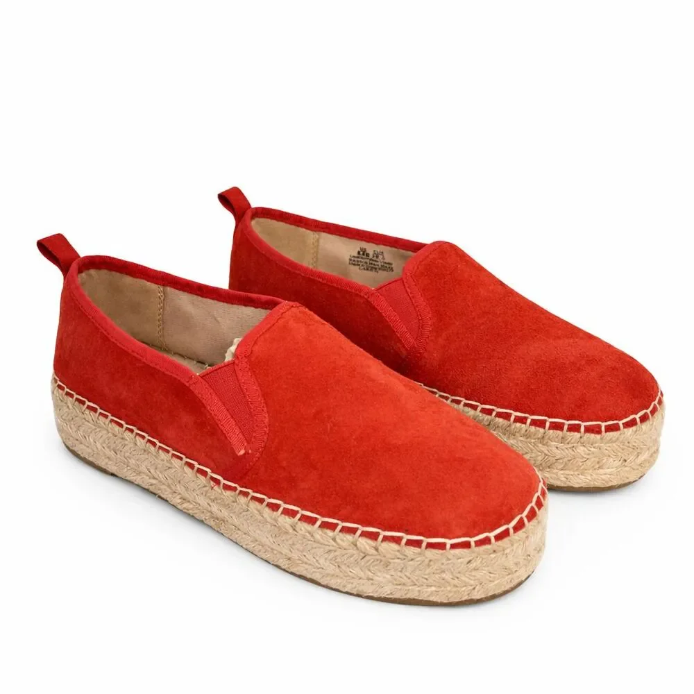 Sam Edelman Women's Carrin Suede Platform Espadrille Slip On Shoes Red size 8.5M